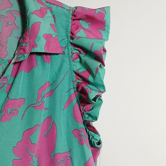 Umgee Floral Teired Mini Shift Dress 1XL Blue Pink Dopamine Boho Fairy - Picture 5 of 12